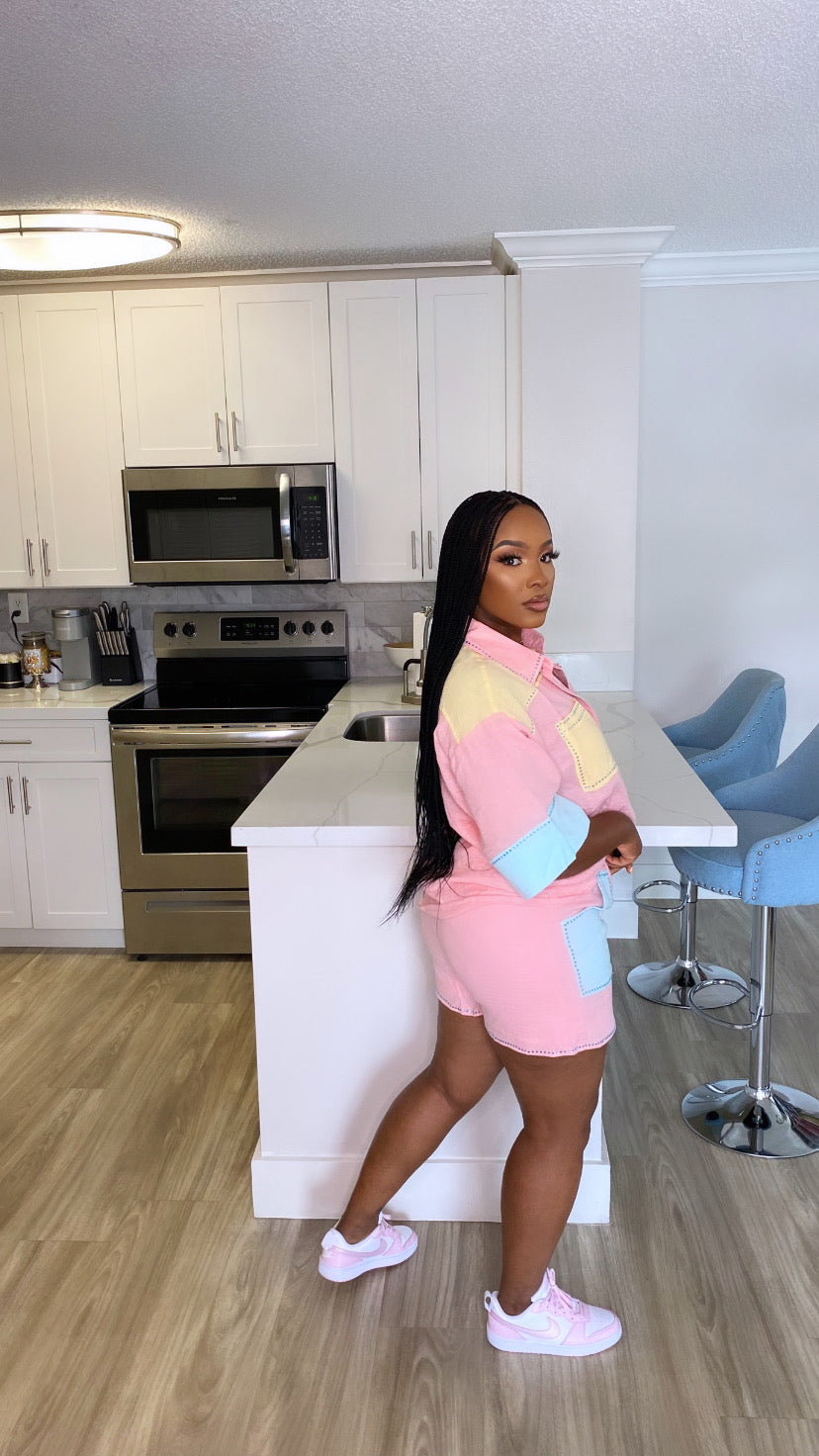 Pastel Summer Shorts Set