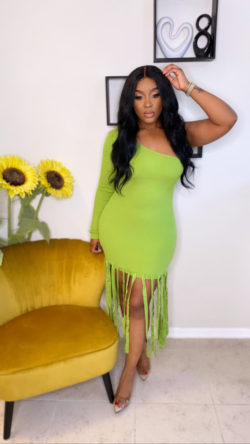 Sabora Fringe Dress (Sage)